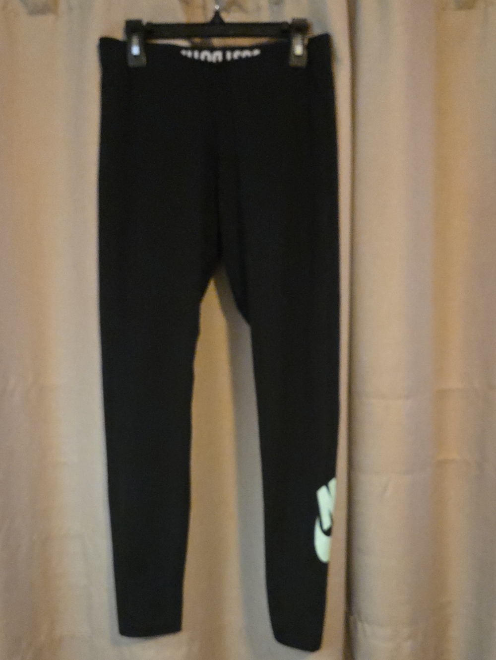Nike Black Leggings with Light Blue/green Swoosh
